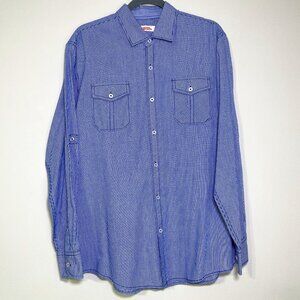 Men's Large Michael Brandon Blue Plaid Long Sleeve Button Down Shirt